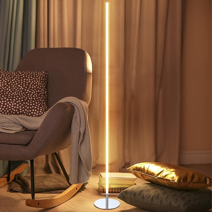 Eyely EYL7007A Jaymes 59.5" LED Integrated Floor Lamp for Reading Room, Living Room, Office, Bedroom, Modern, Contemporary, Chrome