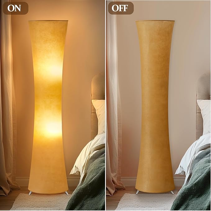 GyroVu 46" Modern Floor Lamps for Living Room, LED Column Standing Floor Lamp with Color Temperature Adjustable & Fabric Lampshade for Corner, Bedroom, Office & Kid's Room - Bulbs Included