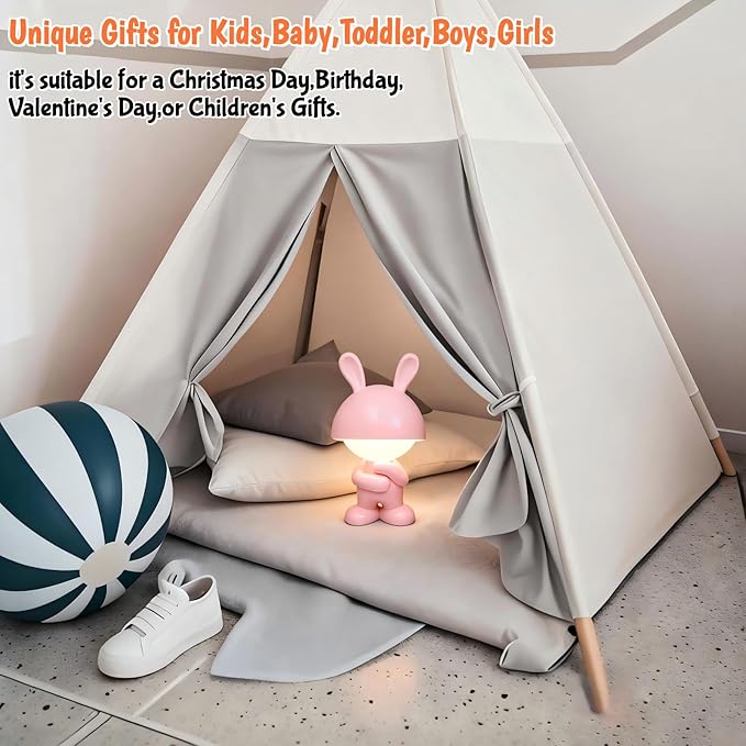 Night Lights for Kids,Rechargeable TableLight,Touch Bedside Lamps,Cordless Dimmable Warm White Light,Baby Nursery,Breastfeeding,Sleep Aid,Cute Bunny Easter Gifts for Newborn Toddler Boy Girl