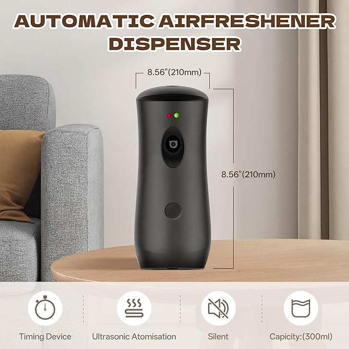 6 PACK Automatic Air Freshener Spray Dispenser Free Standing Wall Mounted for Homes, Bedrooms, Bathrooms, Offices, Hotels