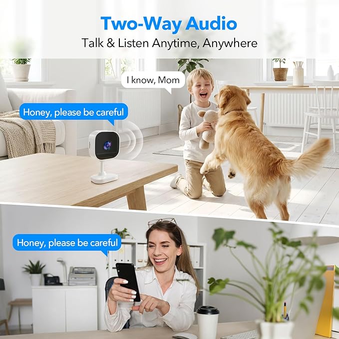 2K Cameras for Home Security Dual-Band 5G/2.4GHz WiFi Indoor Camera Baby Monitor & Pet Camera for Dog Cat Elder AI Motion Detect 2-Way Audio Night Vision 24/7 Local Recording SD Cloud Storage 2 Pack