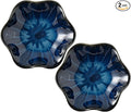 2Pcs Ceramic Jewelry Dish - Lotus Leaf Shape, for Ring Holder Necklace Small Key, Suitable for Mother Friend Sister, Gifts for Women, Cute Plate Trinket Tray, Home Decor (Blue-2PCS)