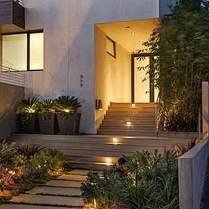FTL Outdoor Step Lights LED Indoor Stair Lights, 3CCT 3000K/4000K/5000K Outdoor Deck Stair Light, 3.5W 150LM 12V Low Voltage Light for Steps, Waterproof White Aluminum Horizantal 4-Pack