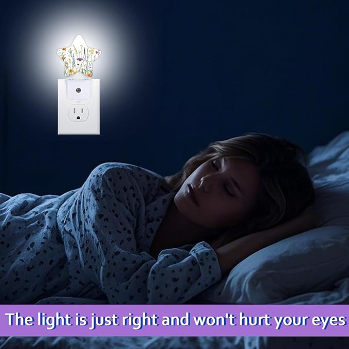 Night Lights Plug Into Wall Decorative,Spring Flower Nightlights for Kids Bedroom, Rustic Wildflower Energy Efficient Dusk-to-Dawn Sensor Sleep Friendly Lamp for Nursery Bathroom