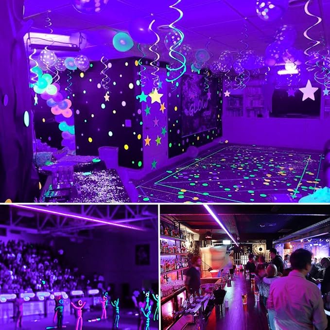 BlackLights LED Rope Strip Lights, 110V Outdoor Black Lights Kit, Waterproof 432LEDs 40FT Flexible Purple Rope Light for Birthday Halloween Stage Fluorescent Dance Party Home Decoration