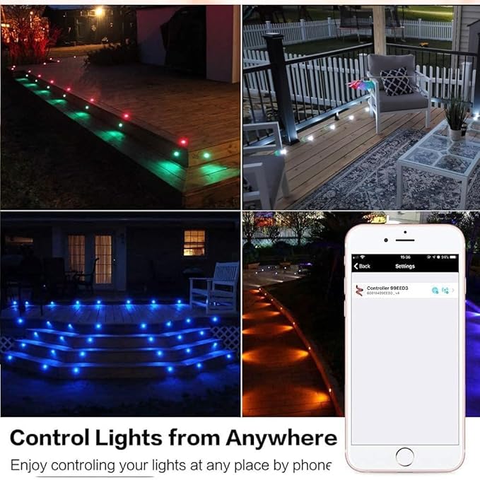 Smart WiFi LED Deck Lights 30 Pack, APP Control RGB Outdoor Lighting for Patio Deck Steps Landscape, Φ1.22" Low Voltage 12V Recessed Deck Lights Waterproof IP67,Compatible with Alexa/Google Home