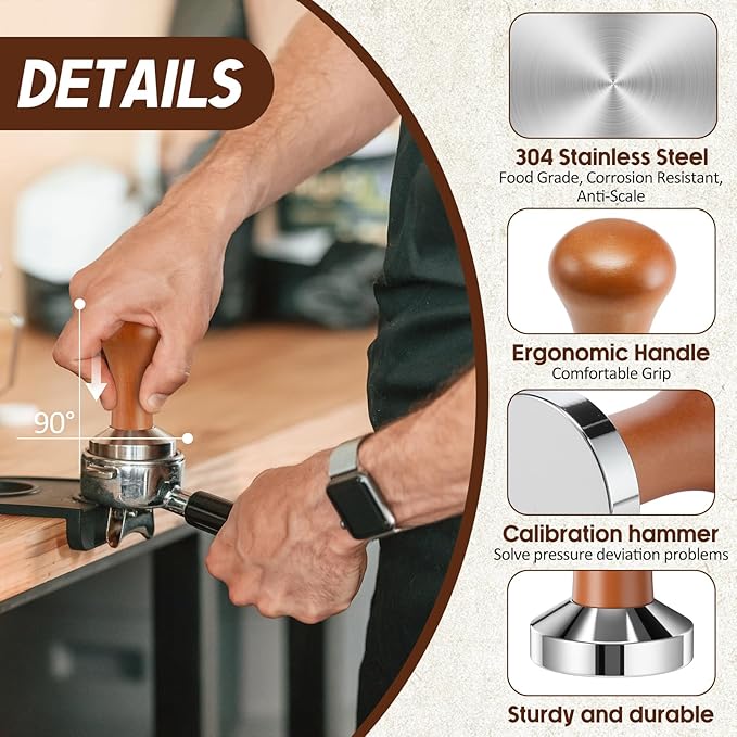 7 Pcs Espresso Accessories Kit, 51 mm Coffee Tamper Set Espresso Machine Accessories Coffee Tamper Wdt Tool Dosing Funnel Puck Screen Brush Tamping Station for 51 mm Barista Tools