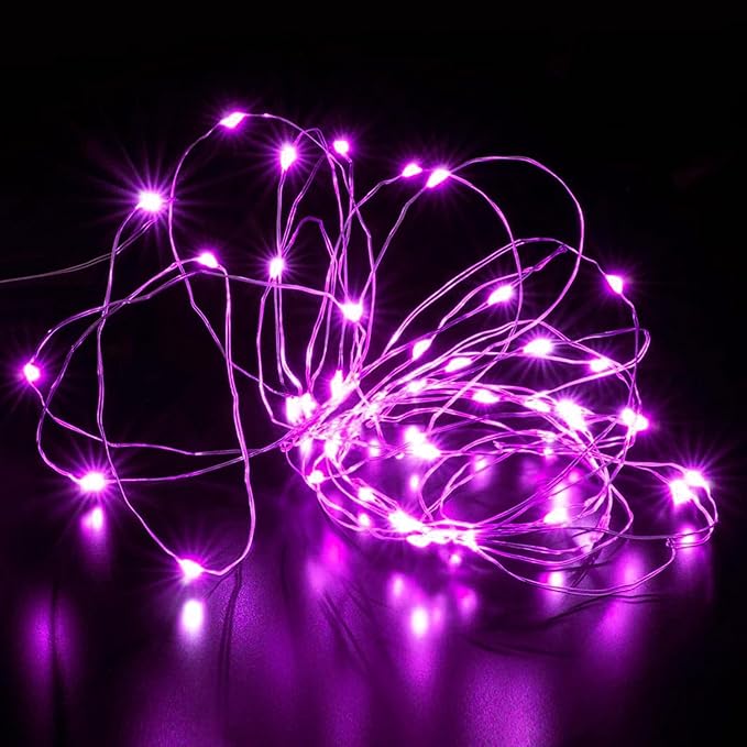 Aogist 100 Pack Fairy Lights 3 Modes 7ft 20 LED Waterproof,Battery Operated Silver Wire Firefly Starry Moon Mini String Lights for Mason Jars Christmas DIY Crafts Wedding Party Bedroom,Pink