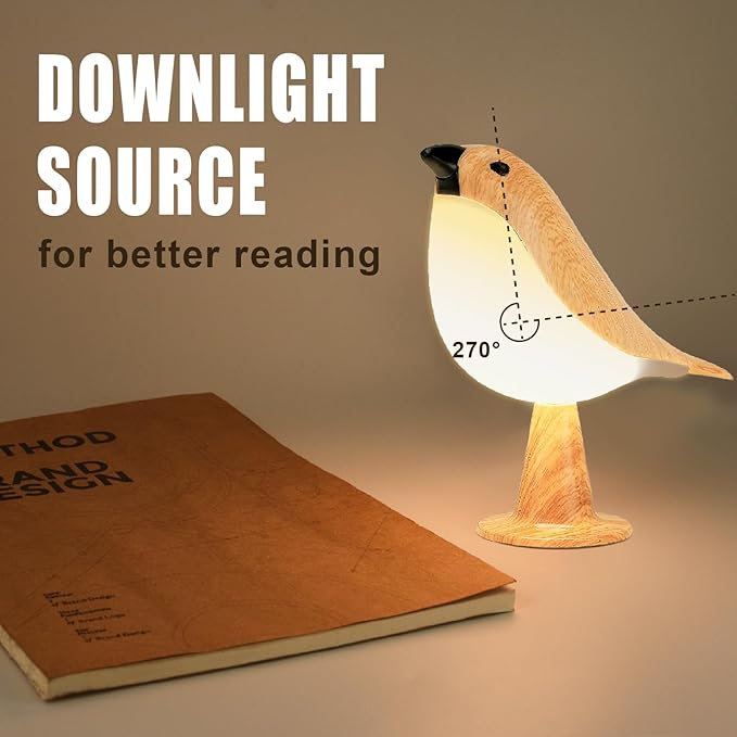 Cute Bird Table Lamp with Timer, Touch Bedside Lamp, Brid Night Light, Cordless Small Desk Lamps Battery Operated Nightstand Lamps, 3-Way Dimmable Light, Rechargeable Decorative Desk Lamp
