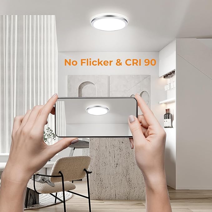 BLNAN LED Flush Mount Ceiling Light Fixture, Super Slim 9 Inch LED Ceiling Light, 3000K/4000K/5000K 3 Color Selectable Ceiling Lamp - Round Flat Light Fixture for Kitchen Bathroom Shower