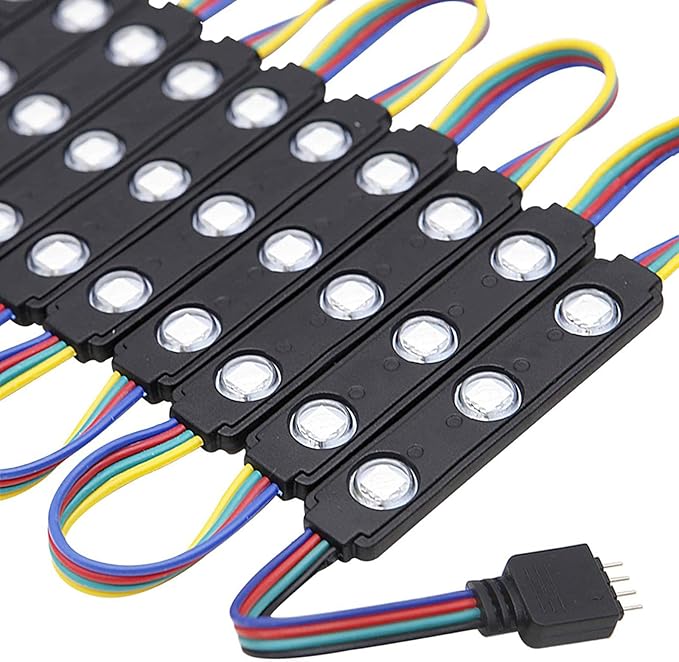 Module 100FT LED Strip Lights, Waterproof RGB 5050 Color Changing Kit with 44 Key IR Remote and 12V Power Supply, Smart Memory Function for Bedroom, Party, Storefront Advertising Signs Decoration