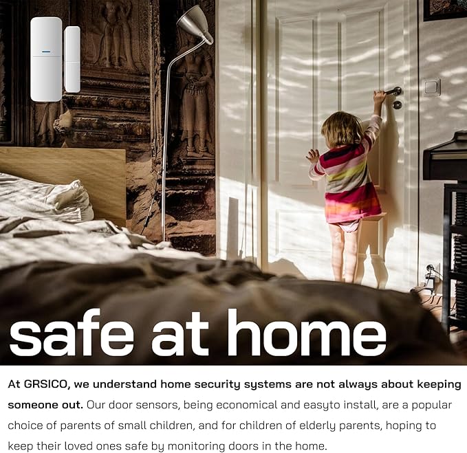Home Alarm System 5-Piece kit, Door Window Sensors WiFi Slient Alarm System for Kids Safety, Wireless Home Alarm Security System DIY, No Contract, App Alert for Home Apartment, 2.4G WiFi Only