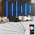 Lichaser RGB Black Smart Recessed Lighting for Acoustic Panel, 6 Pcs WiFi LED Strip Light for Wood Slat Wall Panel Compatible with Alexa, Self-Adhesive Smart LED for Slat Wall (4 * 28 in+2 * 16 in)