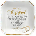 OASSIE Thank You Gifts for Women - Be Proud 4"x4" Ceramic Jewelry Dish Tray - Inspirational Birthday Teacher Appreciation Gifts for Women Teachers Coworkers Boss Employee, Retirement Gift for Woman
