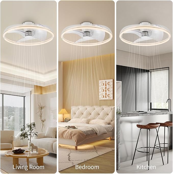 29in LED Ceiling Light with Fan, Ceiling Fan Lights 24 Levels Wind Speeds, Stepless Dimming Light, Modern Fan Lighting for Living Room, Dining Room, Bedroom, Office, 3000-5500K