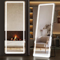 Sweetcrispy Full Length Mirror with LED Lights, 71.3"x26.5" Lighted Floor Mirror with Dimming & 3 Color Lighting, Stand for Bedroom, Dressing Room