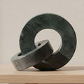 Home Decor and Bathroom Decor Marble Double Ring - Modern Shelf Sculpture and Office Accents for Room Styling - Coffee Table Ornaments and Living Room Decor Statues Design - 6", Green & Black