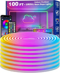 100FT LED Neon Rope Lights Waterproof with Smart App Control Remote,DIY Scene Modes,Music Sync hronization,Eaves Lights for Garden Decor,Deck,Christmas