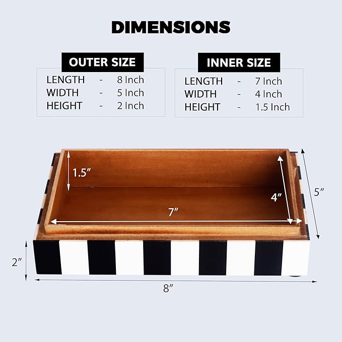 Handicrafts Home Small Decorative Storage Box with Lid, Black and White Keepsake Box, Decorative Trinket Box for Jewelry, Desk Organizer, Coffee Table & Shelf Decor, Puzzle Check - 8 x 5 x 2 Inch