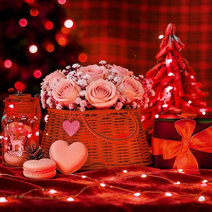 LAMPHOME Valentine's Day Red Fairy Lights Plug in, 33Ft 100 LEDs Waterproof Twinkle Firefly Lights, Starry String Lights for Galentine's Day Wedding Indoor Outdoor Christmas Patio Garden