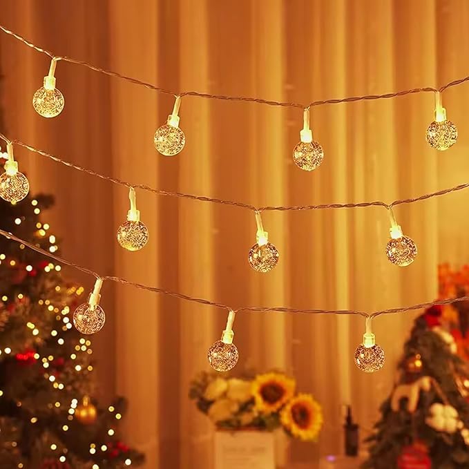 Bubble Globe String Lights USB Powered, 19.6 FT 40 LEDs 8 Modes Waterproof Hanging Crystal Ball Fairy Lights Remote for Indoor Bedroom Patio Party Decorations, Warm White