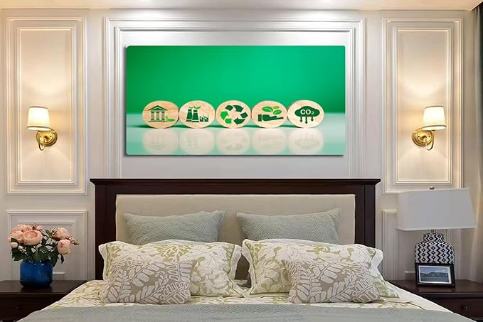 Wibinuki Wall Art Wall Decor Wall Paintings Green Energy on a wooden block Energy saving and sustainable for Living Room Bedroom Bathroom Home Decor Can Be Hung Directly 20"x 40"