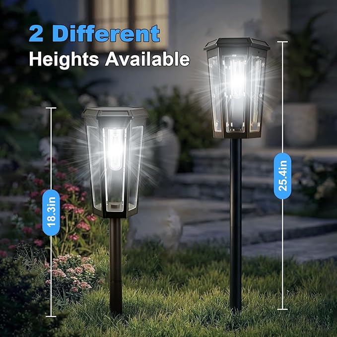echosari Solar Pathway Lights Outdoor, 8 Pack Solar Powered Garden Lights Waterproof IP65, Auto On/Off, Solar Driveway Landscape Lights for Yard Path Landscape Walkway Lawn (Cool White)