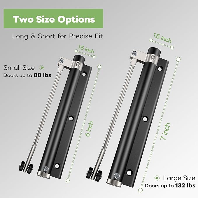 Automatic Door Closer, Stops Door Slamming, Ultra-Quiet Soft Close for Home & Apartment Doors, Upgraded Aluminum Roller Arm, Scratch-Free, Adjustable Speed, Self Closing Spring Door Closer, Silver