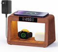 Wooden Bedside Table Lamp with Wireless Charging Station, LED Clock Display, 3 Night Light Modes, Bamboo