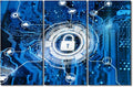TUMOVO 3 Panel Canvas Wall Art Contemporary Art Glowing Futuristic Backround with lock on Digital Integrated Circuit Artwork for Living Room Modern Wall Decoration, Ready to Hang, 42" Wx28 H