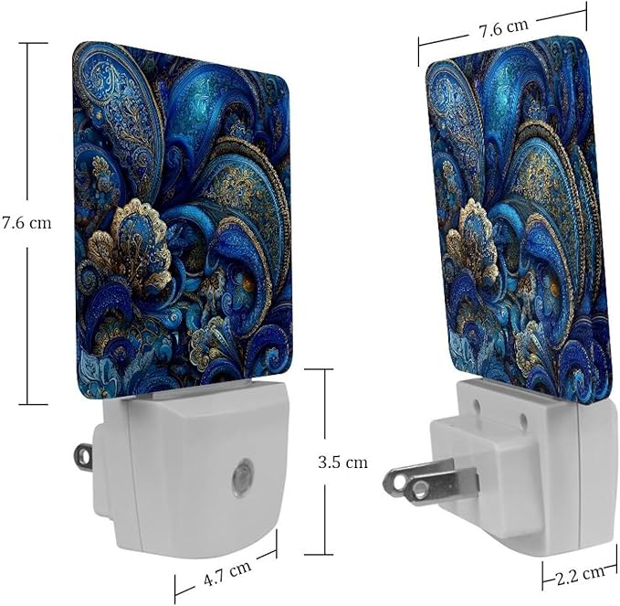 Swirls Floral Elements Ornamental Night Light Plug in, Nightlight with Dusk to Dawn Sensor, Automatic On and Off, Energy Efficient, Soft Glow, 2 Pack