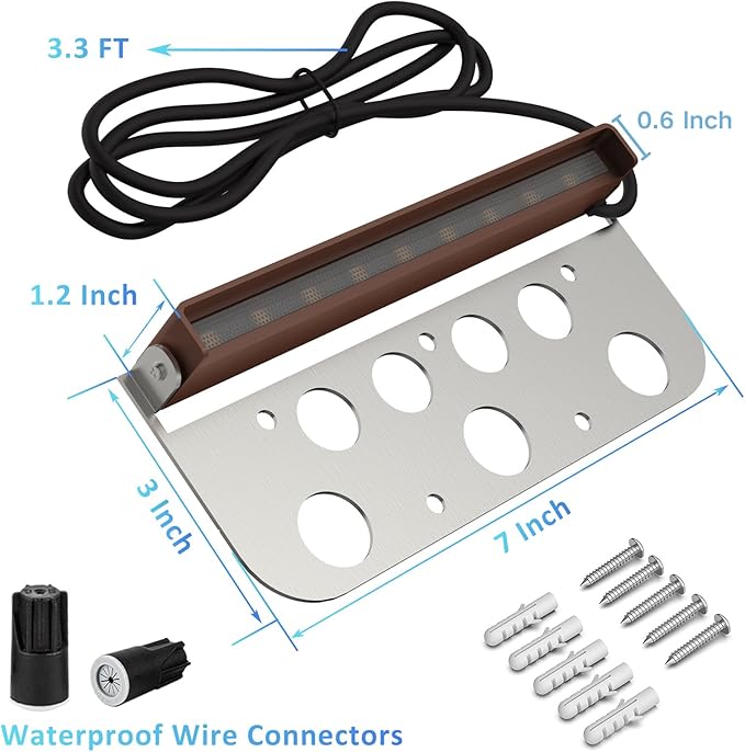 4 Pack 7 Inch Retaining Wall Lights, 5W LED Hardscape Lighting, 12V AC/DC Low Voltage Step Light, 2700K Soft White IP65 Waterproof Outdoor Landscape Lighting for Patio Walls Stairs, ETL