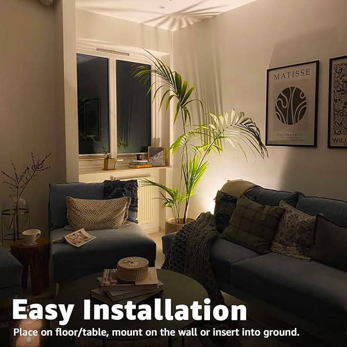 SUNVIE 2 Pack LED Spot Lights Indoor Plant Spotlight Lamp Up Lights for Indoor Plants Accent Lighting 120V Warm White Uplight 5.9 FT Cord with Floor Foot Switch, White (Base and Stake Included)