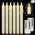Flameless Taper Candles with Remote, 6Pack Real Wax Battery Operated Taper Candles Flickering Flame, Warm Light Electric Fake LED Candles for Wedding & Mother's Day-Ivory