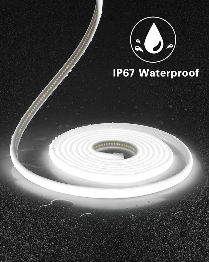 Aclorol 5V COB LED Strip 10FT 960 LEDs Dimmable Waterproof LED Strip Lights with Self-Adhesive for Kitchen Cabinet Bathroom Mirror Vanity Display Case 3D Printer Lighting Cold White 6000K CRI90+