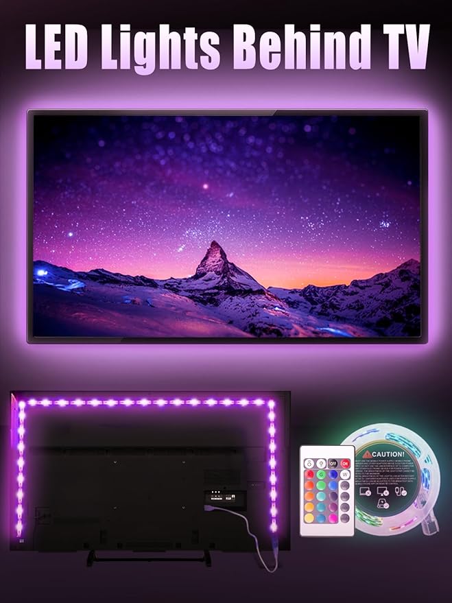 LED Strip Lights, 5V RGB Color Changing Light Strips with Remote Control, USB Powered Flexible LED Lights for Bedroom, TV, Living Room, Party, Home DIY Decoration (32.8Ft)