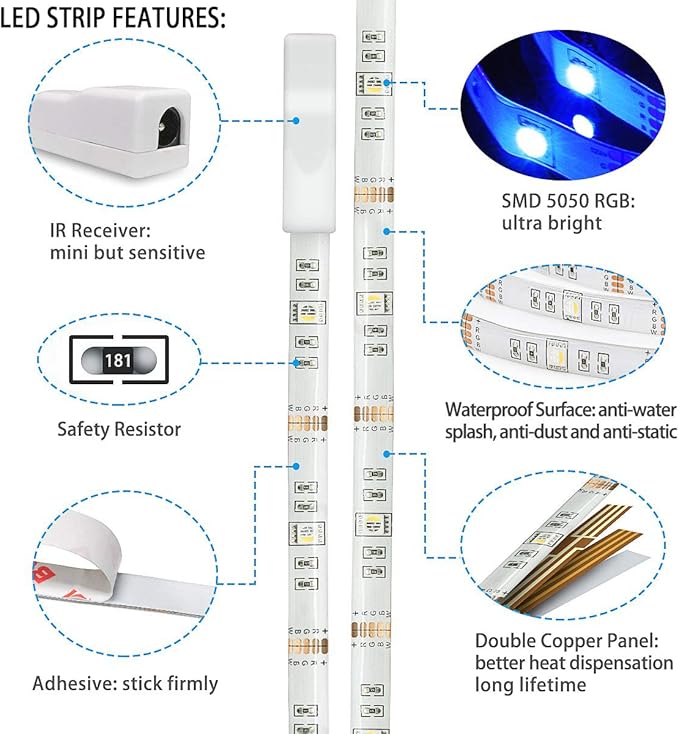 MY Beauty Light LED Lights for TV, 6.56ft Waterproof TV LED Backlight for 32-58in TV, 65536 DIY Colors Options RGBW LED Strip Lights Behind TV, Smart Led Ambient Lighting for Bedroom Gaming Room Decor