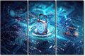 TUMOVO Large Canvas Wall Art 3 Panels Secure Connection or Cybersecurity Service Concept of Compute Print on Canvas for Living Room Bedroom Wall Decoration, Ready to Hang, 60" Wx40 H