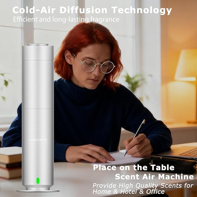Diffuser - Hotel Scent Diffuser Machine - Remoter & APP Control - Studio Scent Diffusers for Whole House - Scent Air Machine for Home - Waterless Essential Oil Diffusers for Large Room,Office - Silver
