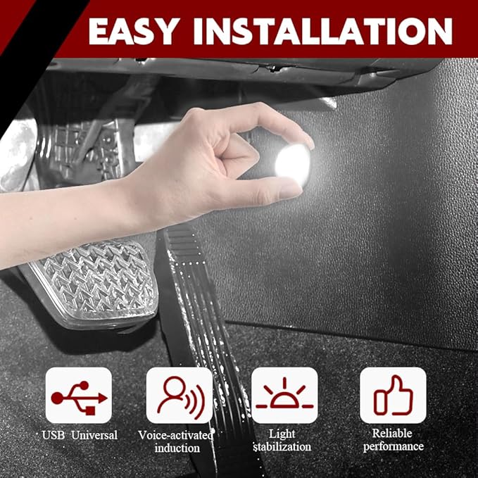 Car Interior LED Lights, Automotive Ambient Neon Light Kit with USB Port, Automotive Under Dash Decoration Night Lamp for Men and Women, 4 in 1 Decoration Lights for Car, Garden, Home, Part (White)