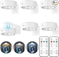 6Pcs Picture Light Battery Operated, Magnetic Led Painting Light with Remote Dimmable and Timer, 3 Lighting Modes Art Display Light for Picture Frame Paintings, Wireless Wall Decor Puck Lights