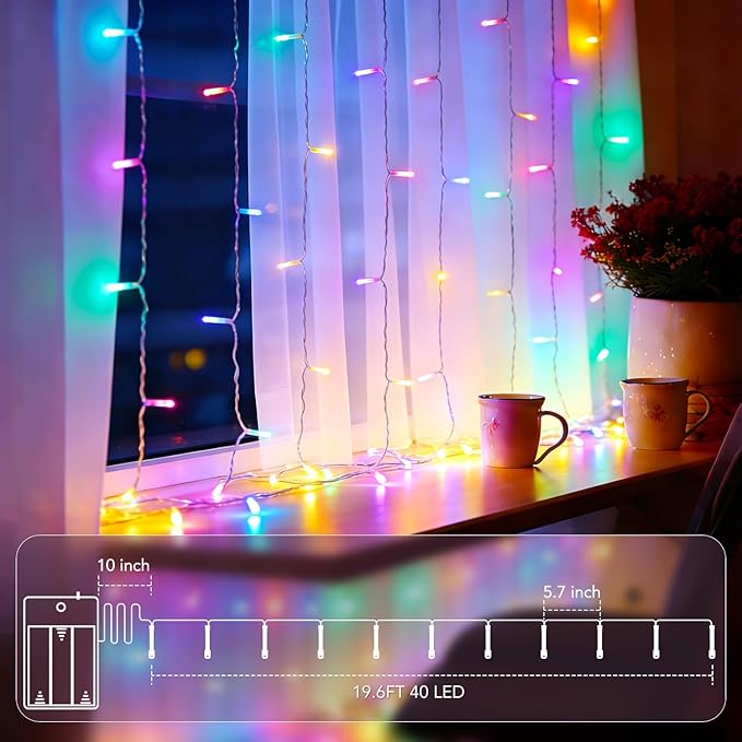 ANJAYLIA Easter String Lights Battery Operated, 20ft 40 LED Pastel Fairy Lights, Waterproof Small String Lights for Easter Crafts, Wreath, Table Centerpiece, Garland, Party Decor