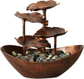 Meditation Decor, Desktop Lotus Leaf Yuanbao Flowing Water Fountain Decoration Living Room Screen Porch Home Decoration, LED Atmosphere Night Light,Office Home Decoralth (D)