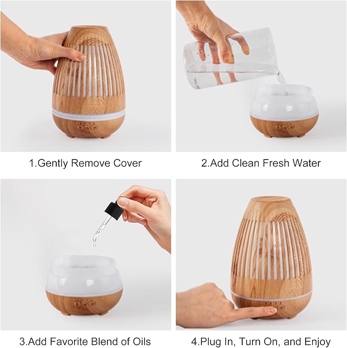 Essential Oil Diffuser with Humidifying, Aromatherapy Diffuser for Essential Oils Large Rooms, 7 LED Colors 5 Mist Modes Quiet Operation Auto-Off & Waterless Protection for Home & Office