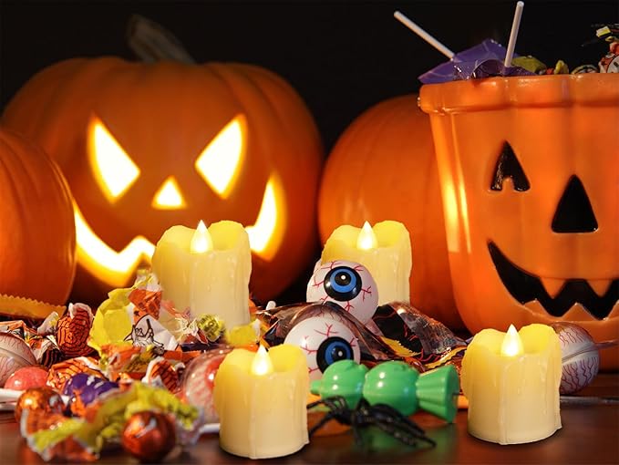 6 Battery Operated LED Votives with Remote Timer Small Unscented Flickering Flameless Electric Candles for Kitchen Home Decor Baptism Wedding Party Decorations Centerpieces Favors Gifts