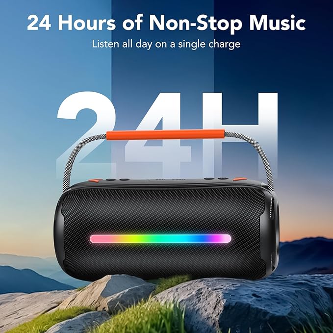 aowoka Bluetooth Speaker Portable Wireless Bluetooth Speakers with HD Stereo Sound, BT 5.4 TWS Pairing, IPX7 Waterproof, 30H Battery Life with Led Light for Outdoor/Party/Sport/Travel/Gifts