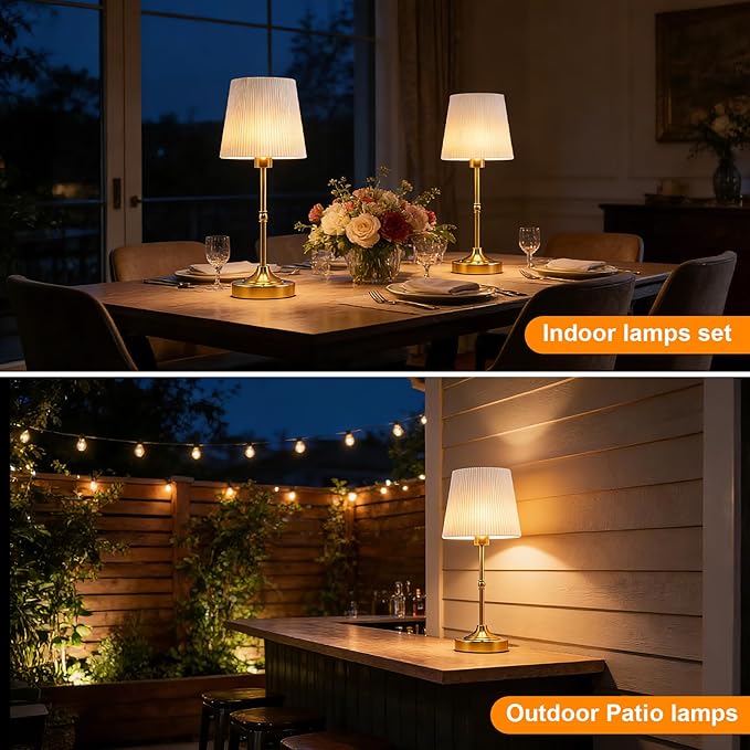 Cordless LED Table Lamp Rechargeable-5200mAh Battery Operated Lamp with Stepless Dimming,Touch Control/Smart Memory,Portable Wireless Lamp for Kid's Room/Dining Table/Bedroom/Home Decor