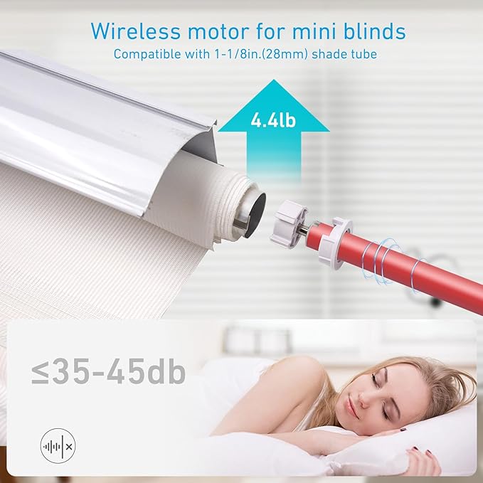 Rollerhouse Battery Powered Motor Kit with Remote Control and Charger - Electric Motor DIY Motorized Tube for Window Blinds,Fit for 1-1/8" (28mm) Shade Tube