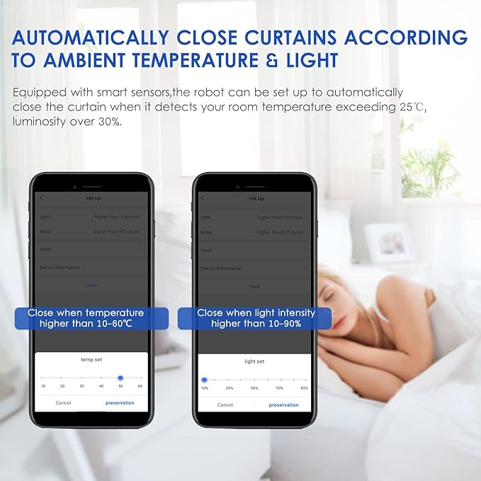 Automatic Curtain Rod Opener, Smart Home Curtain Robot with Remote Voice Control, Easy to Install, Sensor Enabled for Temperature and Light (U-rail Type Pack of 2)