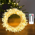 Fairy Lights Plug in, 10FT 100LED Firecracker String Lights Waterproof Silver Wire, for Bedroom/DIY/Party/Garden/Porch/Patio/Backyard/Christmas Tree, with Remote Timer & 8 Modes, Warm White